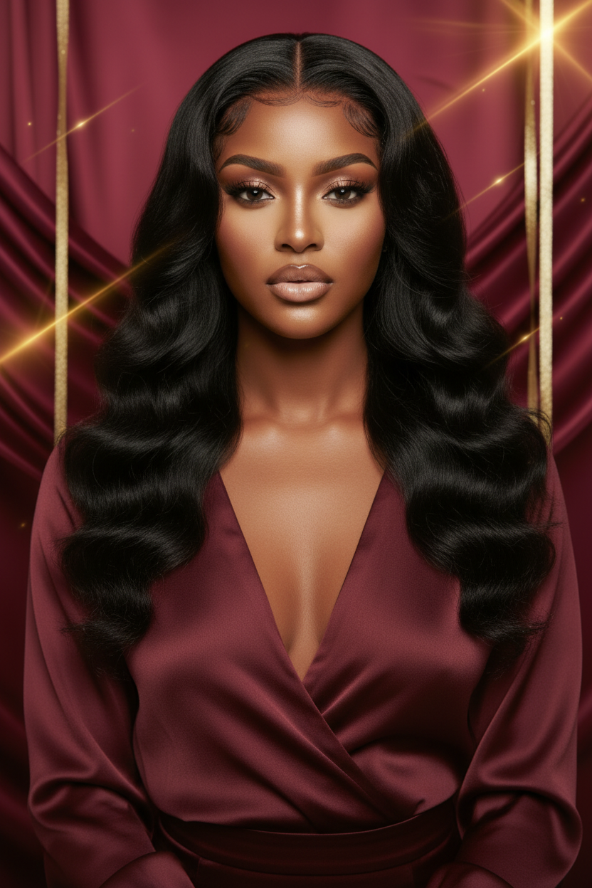 Luxury Wig Model with Blouse